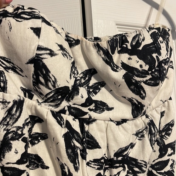 Twenty one XXI strapless black and white linen mini dress size Medium - Picture 4 of 9
